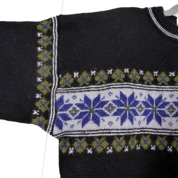 VTG Drops Original Knitwear Wool Sweater Unisex SZ M Partial Zip Fair Isle - Picture 2 of 14